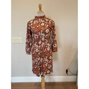 Vada Winter Ayla Dress  Dimestore Cowgirl Bell Sleeve Floral Organic Knit NWT S